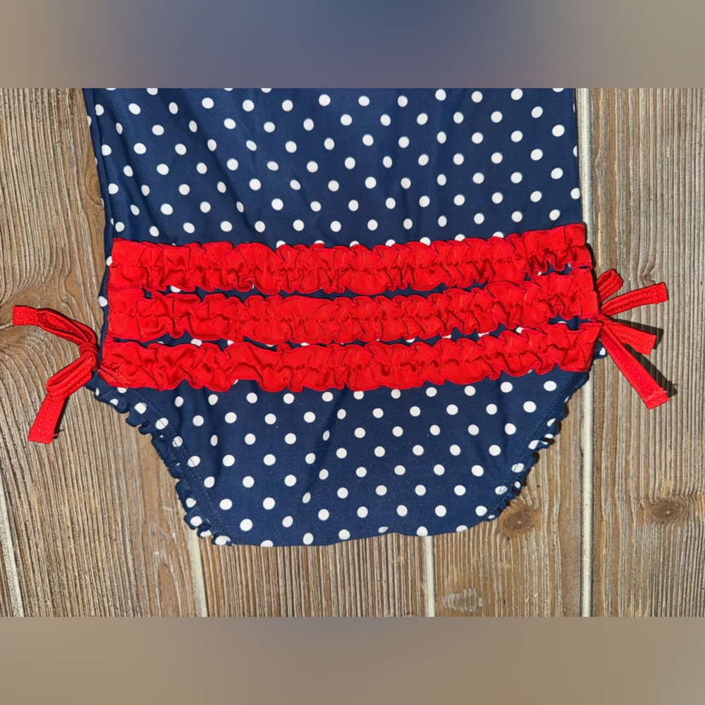Ruffle Butts Navy Polka Dot Long-Sleeve Rash Guard One-Piece size 18-24 months - Picture 5 of 5